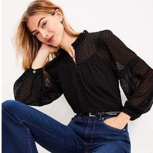Ann Taylor Loft Swiss Dot Blouse, XXS Petite, NWT